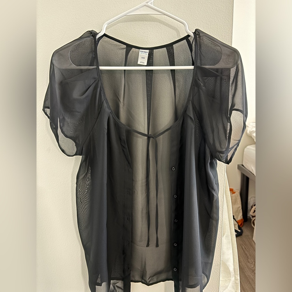 Old Navy Black Sheer Blouse